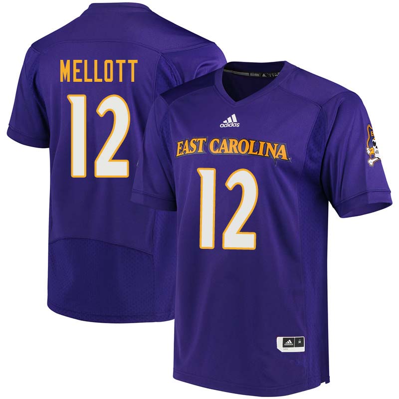 Men #12 Rowe Mellott East Carolina Pirates College Football Jerseys Sale-Purple